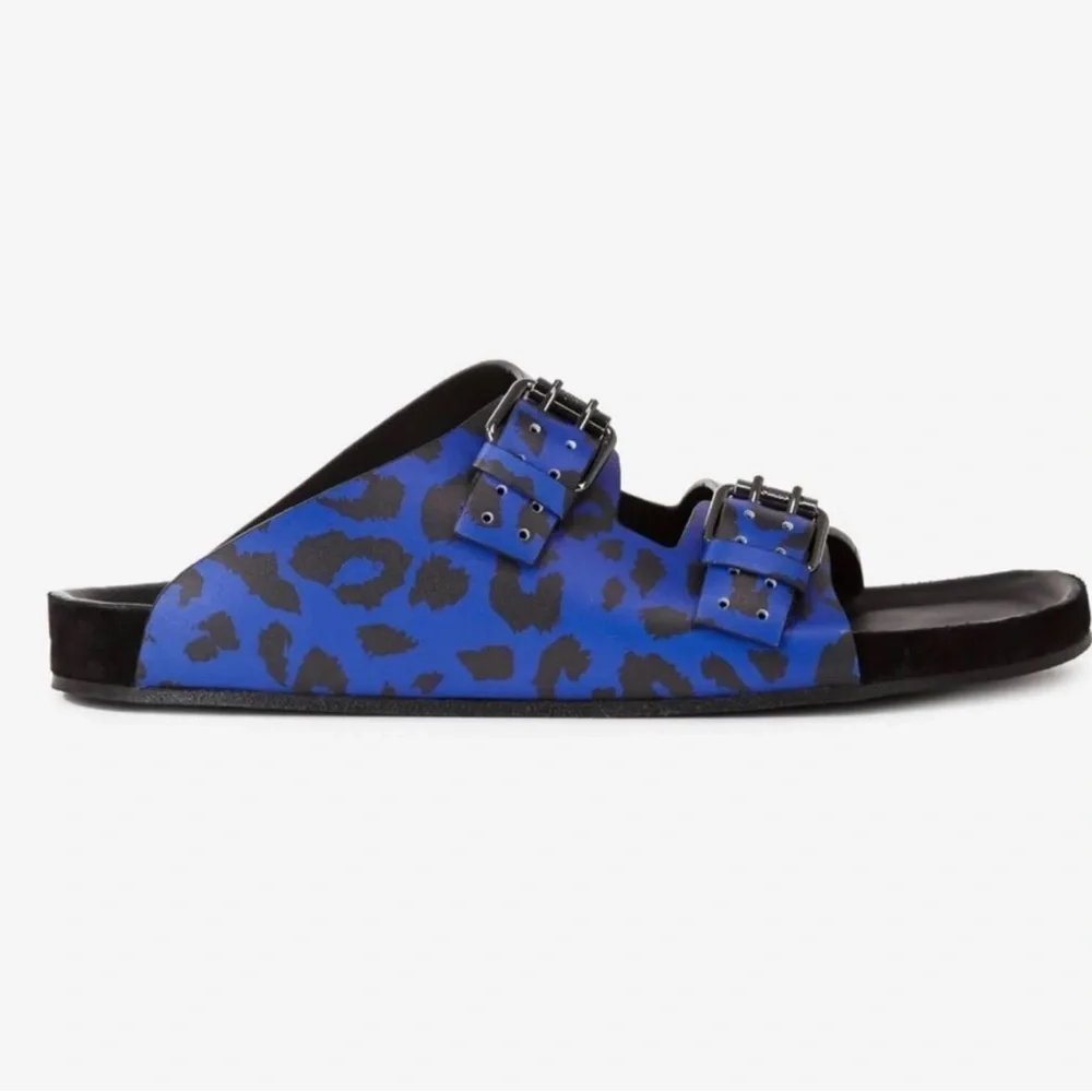 Kooples Unisex Slides Buckle Accents Blue Black FR 41 - US 7 - W8.5 NEW